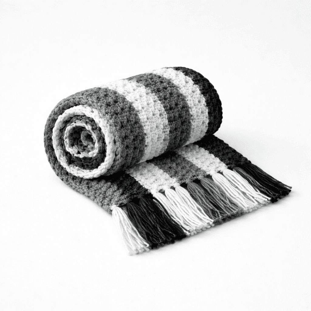 Bufanda de crochet en blanco y negro